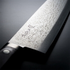 Damascus Gyuto - avec bord, antirouille, Super Gold 2, longueur totale 31cm, couteau de chef, poisson, viande, Ubukeya, cadeau, souvenir